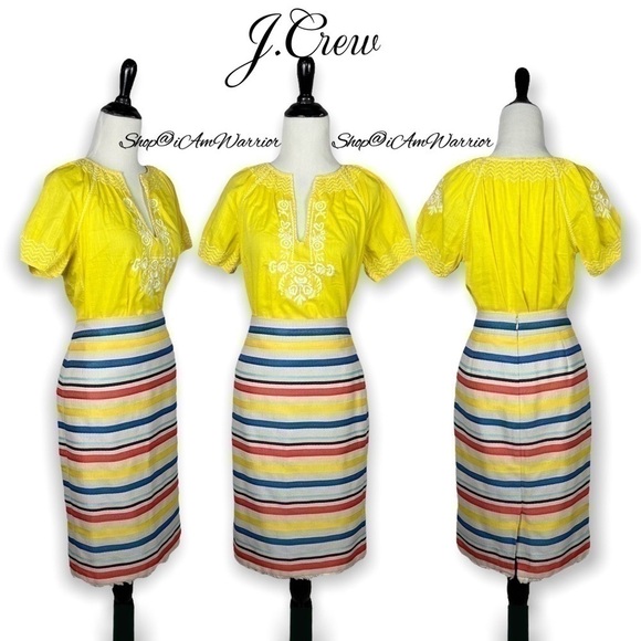 J.Crew lemon yellow embroidered peasant top *shop@iamwarrior - Picture 5 of 12